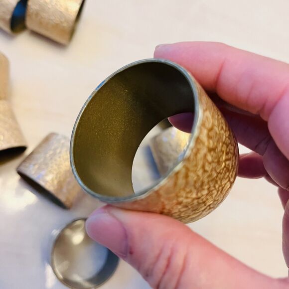 Gold Color Veneer with Acrylic Coating Napkin Rings Set Of 11 - Picture 3 of 7